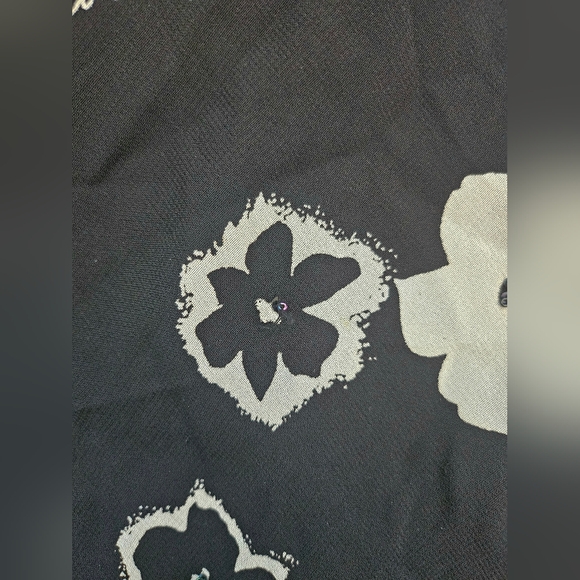 90s Black Asymmetrical Pointed Hem Floral Fairy Maxi Skirt With Beading - Picture 8 of 9